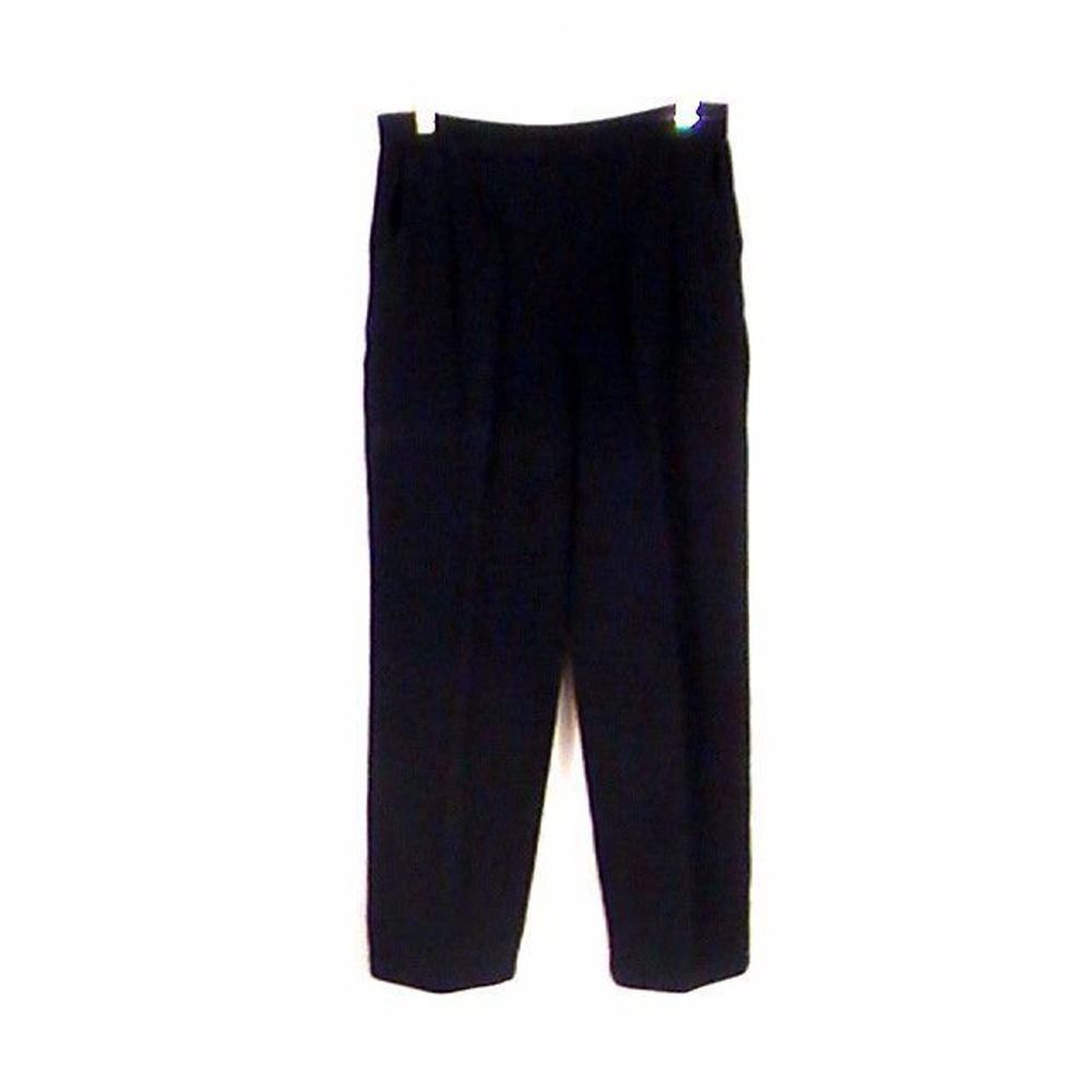 St. John Collection Marie Gray Navy Pleated Front Cropped Pants Size 6